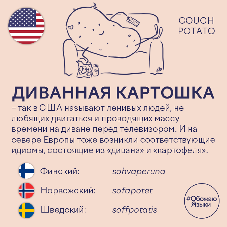 Диванная картошка — couch potato и скандинавские аналоги идиомы