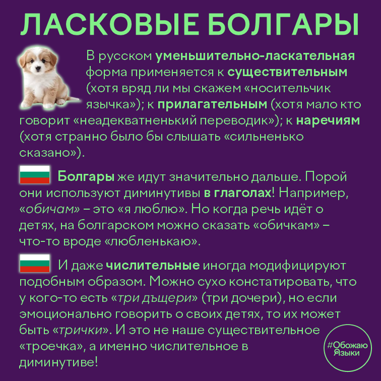 Ласковые болгары – диминутивы в болгарском языке у глаголов и числительных