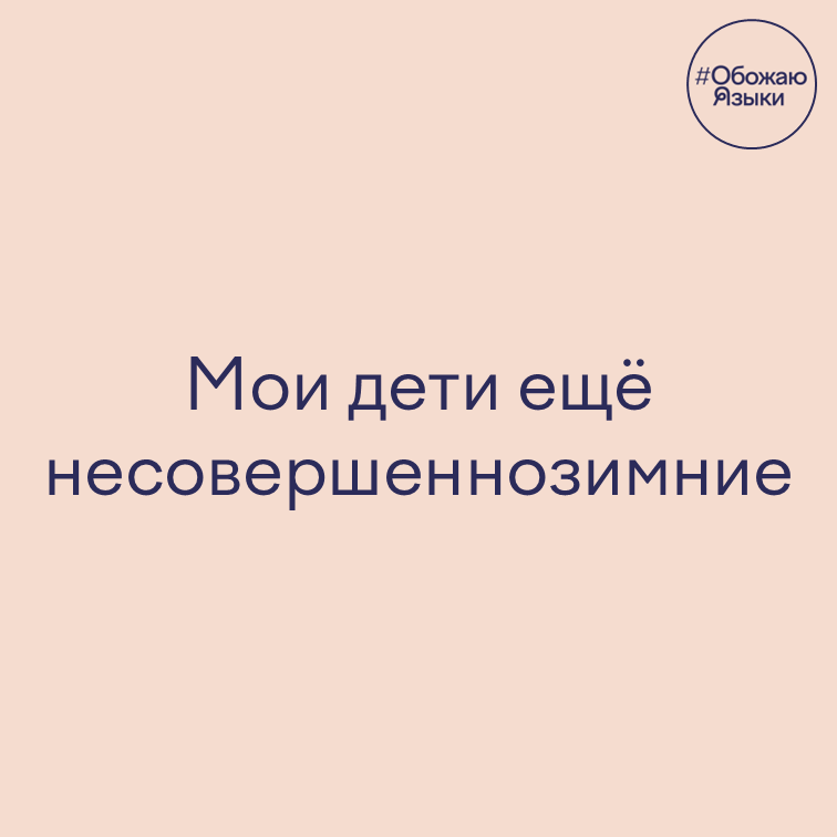 Мои дети – каламбур на созвучии слов «несовершеннолетние» и «несовершеннозимние»