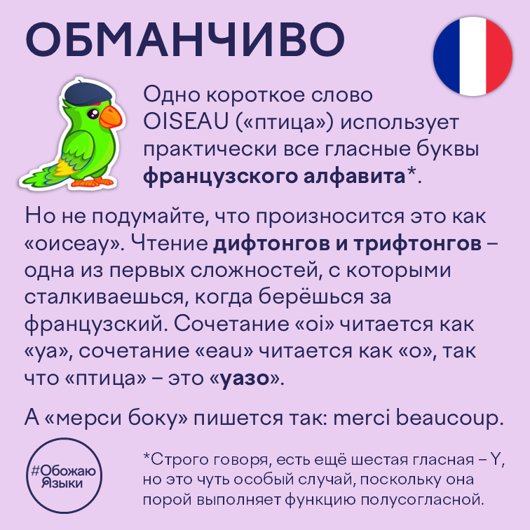 Обманчиво – слово OISEAU и французские гласные