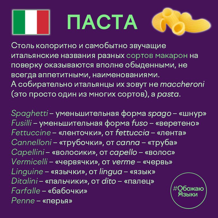 Паста — откуда взялись итальянские названия спагетти, вермишели и макарон