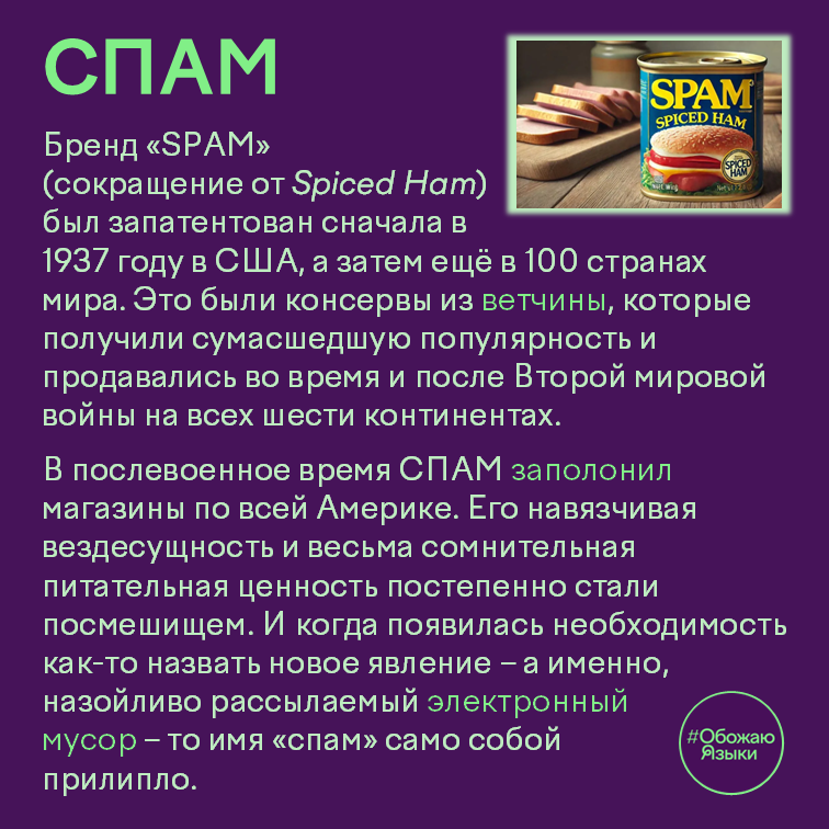 Спам — как консервы SPAM дали имя электронному мусору
