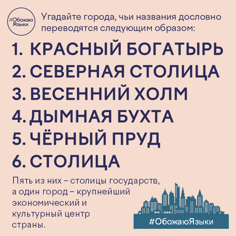 Загадка про города – угадайте города по дословному переводу их названий