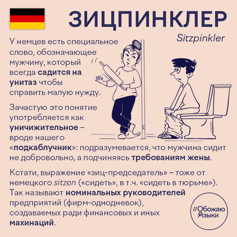 Зицпинклер – немецкое слово для мужчины, который справляет малую нужду сидя